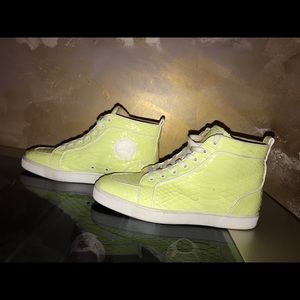 Mens Christian louboutin neon green python